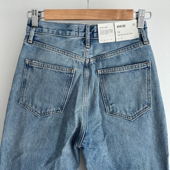 Agolde Jeans Womens 23 Blue Fen Distressed High Rise Relaxed Organic Denim - Picture 6 of 13